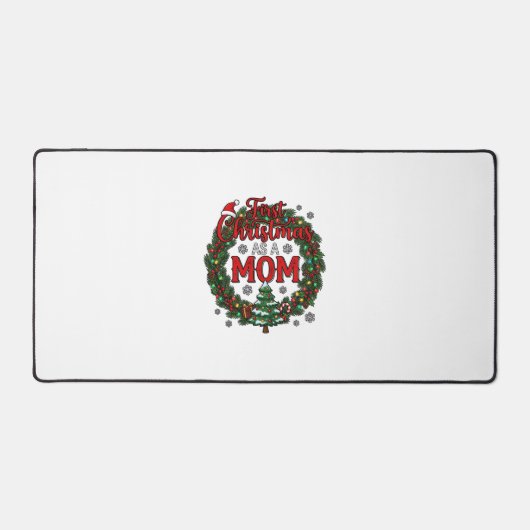 Eerste kerst als moeder denneboomkrans boom bureaumat (Voorkant)