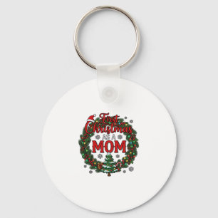 Eerste kerst als moeder denneboomkrans boom sleutelhanger