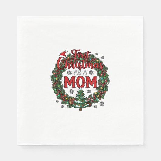 Eerste kerst als moeder dennengroen krans boom servet (Voorkant)