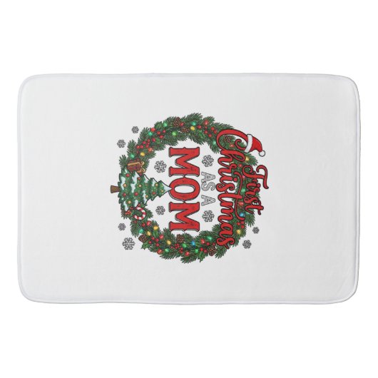 Eerste kerst als moeder dennenkrans boom badmat (Voorkant)