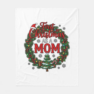 Eerste kerst als moeder dennenkrans boom fleece deken