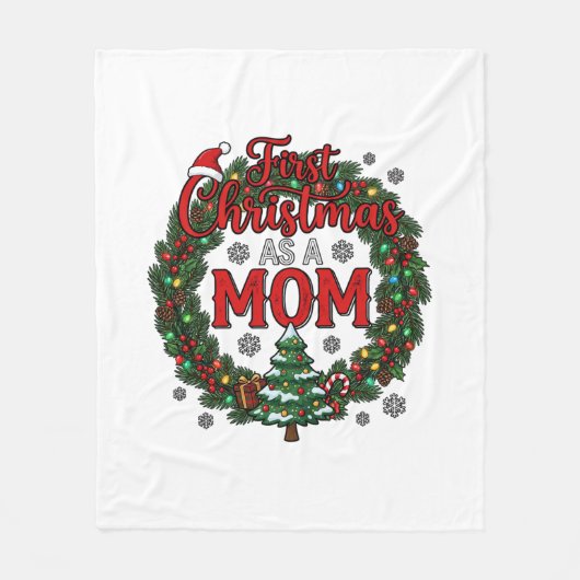 Eerste kerst als moeder dennenkrans boom fleece deken (Voorkant)
