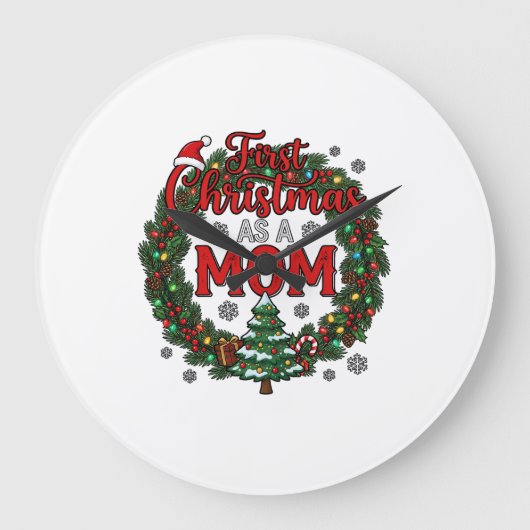 Eerste kerst als moeder dennenkrans boom grote klok (Voorkant)