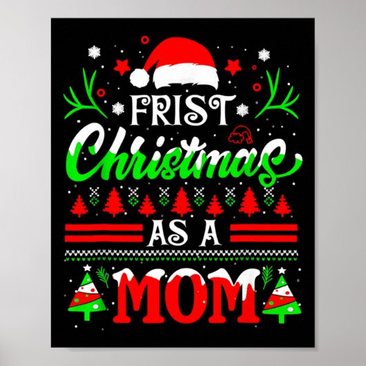 Eerste kerst als moeder Funny nieuwe moeder Kerstm Poster (Voorkant)