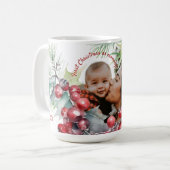 Eerste kerst als moeder gepersonaliseerde foto Mok (Voorkant links)
