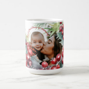 Eerste kerst als moeder gepersonaliseerde foto Mok