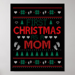 Eerste kerst als moeder grappige bijpassende kerst poster