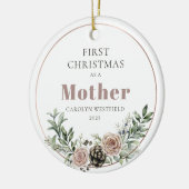 Eerste kerst als moeder Naam Jaar Keramisch Ornament (Links)