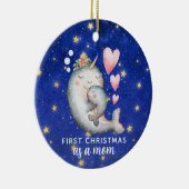 Eerste kerst als moeder Narwhal Whale Custom Keramisch Ornament (Rechts)
