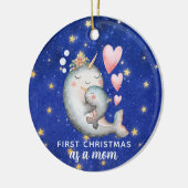 Eerste kerst als moeder Narwhal Whale Custom Keramisch Ornament (Links)