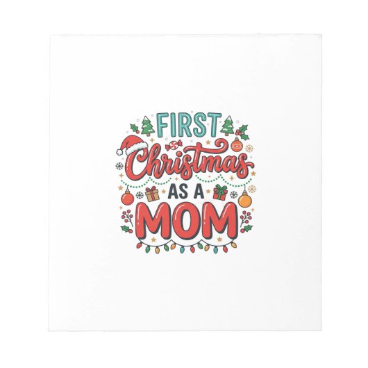 Eerste kerst als moeder vakantiedesign notitieblok (Voorkant)