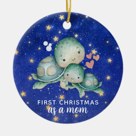 Eerste kerst als moeder Zee schildpadden gepersona Keramisch Ornament (Voorkant)