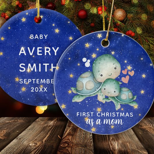 Eerste kerst als moeder Zee schildpadden gepersona Keramisch Ornament
