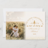 Eerste kerst als Mr en Mrs gouden foto Feestdagenkaart (Voorkant)