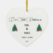 Eerste kerst als Mr en Mrs. Keramisch Ornament (Voorkant)