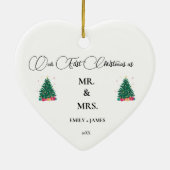Eerste kerst als Mr en Mrs. Keramisch Ornament (Achterkant)