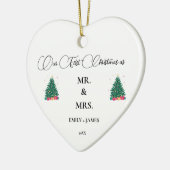 Eerste kerst als Mr en Mrs. Keramisch Ornament (Links)