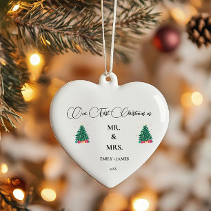 Eerste kerst als Mr en Mrs. Keramisch Ornament