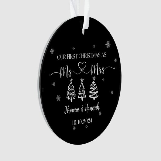 Eerste kerst als Mr en Mrs Modern Wedding Date Ornament (voorkant)