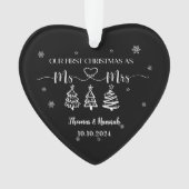 Eerste kerst als Mr en Mrs Modern Wedding Date Ornament (voorkant)