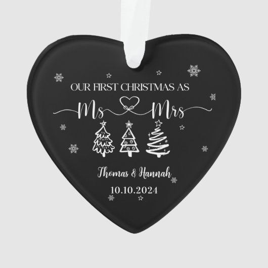 Eerste kerst als Mr en Mrs Modern Wedding Date Ornament (achterkant)