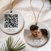 Eerste kerst als Mr en Mrs QR Code Foto Keramisch Ornament