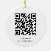 Eerste kerst als Mr en Mrs QR Code Foto Keramisch Ornament (Achterkant)