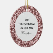 Eerste kerst als Mr en Mrs Roos Gold Glitter Keramisch Ornament (Rechts)