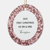 Eerste kerst als Mr en Mrs Roos Gold Glitter Keramisch Ornament (Links)