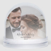 Eerste kerst als Mr en Mrs Wedding Photo Custom Sneeuwbol (Voorkant)
