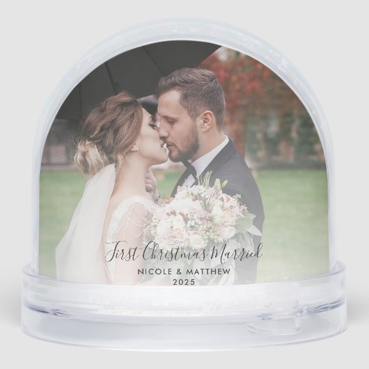 Eerste kerst als Mr en Mrs Wedding Photo Custom Sneeuwbol (Achterkant)