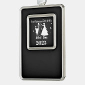 Eerste kerst als Mr & Mrs 2025 gepersonaliseerd Verzilverd Omlijst Ornament (Links)