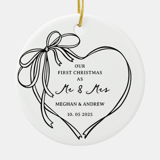 Eerste kerst als Mr & Mrs Ceramic Ornament (Voorkant)
