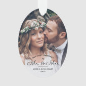 Eerste kerst als Mr & Mrs · Elegant 2 Foto Ornament (voorkant)