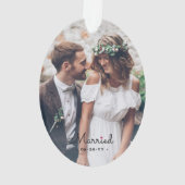Eerste kerst als Mr & Mrs · Elegant 2 Foto Ornament (achterkant)