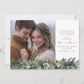 Eerste kerst als Mr & Mrs Elegant Greenery Feestdagenkaart (Voorkant)