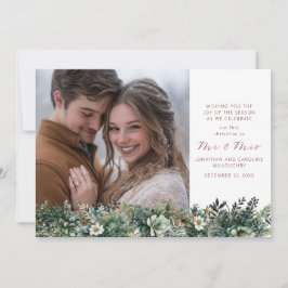 Eerste kerst als Mr & Mrs Elegant Greenery Feestdagenkaart