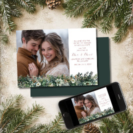 Eerste kerst als Mr & Mrs Elegant Greenery Feestdagenkaart