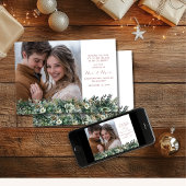 Eerste kerst als Mr & Mrs Elegant Greenery Feestdagenkaart