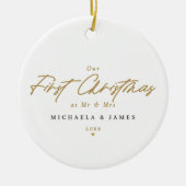 Eerste kerst als Mr & Mrs Pas getrouwd Photo Moder Keramisch Ornament (Voorkant)