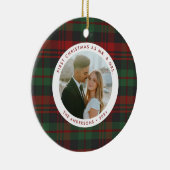 Eerste kerst als Mr & Mrs Plaid Fotovakantie Keramisch Ornament (Rechts)