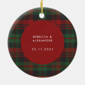 Eerste kerst als Mr & Mrs Plaid Fotovakantie Keramisch Ornament (Achterkant)
