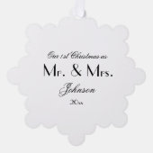 Eerste kerst als Mr & Mrs Script Chic B & W Paper Ornament Kaart (Voorkant)