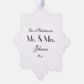 Eerste kerst als Mr & Mrs Script Chic B & W Paper Ornament Kaart (Links)