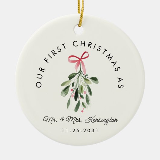 Eerste kerst als Mr & Mrs trouwfoto Keramisch Ornament (Voorkant)