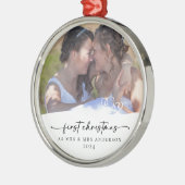 Eerste kerst als Mrs & Mrs Photo Keepsake Metalen Ornament (Links)