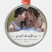 Eerste kerst als Mrs & Mrs Photo Keepsake Metalen Ornament (Voorkant)