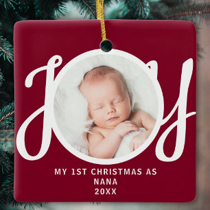 Eerste kerst als Nana Foto Aandenken Maroon Keramisch Ornament
