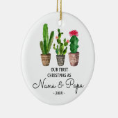 Eerste kerst als Nana & Papa Grootouders Cactus Keramisch Ornament (Rechts)