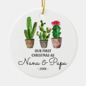 Eerste kerst als Nana & Papa Grootouders Cactus Keramisch Ornament (Voorkant)